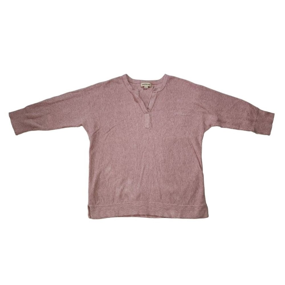 Repeat Womens Knit Sweater Pink 3/4 Sleeve Cotton/Viscose Blend Size L